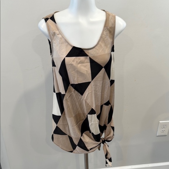 DKNYC no size Geometric Patterned Sleeveless Top - Black and Tan - Picture 1 of 10